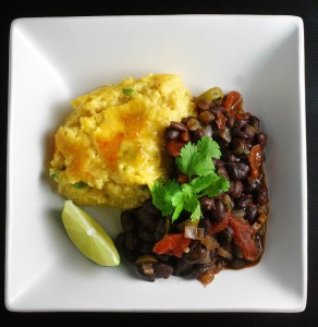 Black Beans w/ Jalapeno Cheddar Polenta