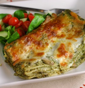 Green Lasagna w/ Spinach & Mushrooms