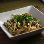 Fettuccine with White Wine Roasted Shiitakes